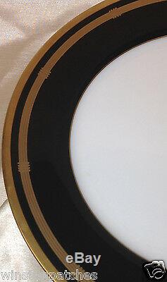 Christian Dior Gaudron Onyx Dinner Plate 10 7/8 Gold Trim Black Bands