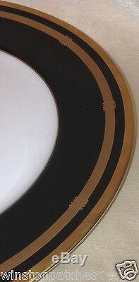 Christian Dior Gaudron Onyx Dinner Plate 10 7/8 Gold Trim Black Bands