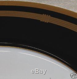 Christian Dior Gaudron Onyx Dinner Plate 10 7/8 Gold Trim Black Bands