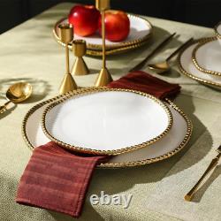 Christian Siriano Akoya Porcelain Dinnerware Set, 12-Piece Dish Set for 4, Pla