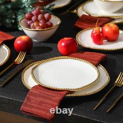 Christian Siriano Akoya Porcelain Dinnerware Set, 12-Piece Dish Set for 4, Pla