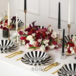 Christian Siriano Porcelain Dinnerware Set, 12-Piece Dish Set for 4, Pla