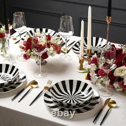Christian Siriano Porcelain Dinnerware Set, 12-Piece Dish Set for 4, Pla