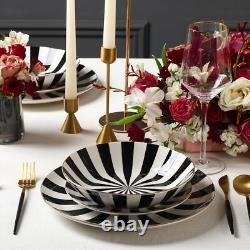 Christian Siriano Porcelain Dinnerware Set, 12-Piece Dish Set for 4, Pla