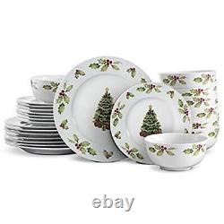 Christmas Day Dinnerware Set Service For 8 White