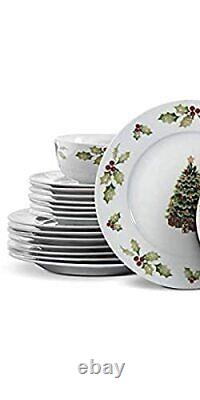 Christmas Day Dinnerware Set Service For 8 White