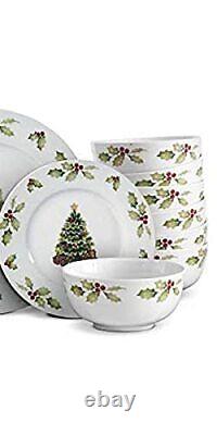 Christmas Day Dinnerware Set Service For 8 White