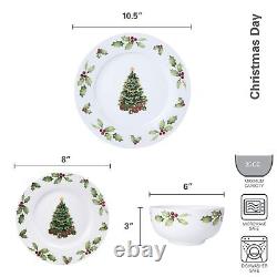 Christmas Day Dinnerware Set, Service For 8, White