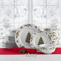 Christmas Day Dinnerware Set, Service For 8, White