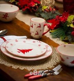 Christmas Dinnerware Serving Set 16Pcs Holiday Dishes Tableware for 4 Bowls Mugs
