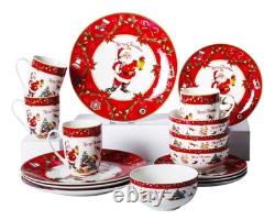 Christmas Dinnerware Set 16PCS Ceramic Plates Bowls Mugs Santa TL-DN02 NEW