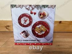 Christmas Dinnerware Set 16PCS Ceramic Plates Bowls Mugs Santa TL-DN02 NEW