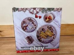 Christmas Dinnerware Set 16PCS Ceramic Plates Bowls Mugs Santa TL-DN02 NEW