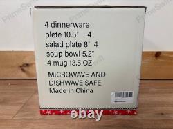 Christmas Dinnerware Set 16PCS Ceramic Plates Bowls Mugs Santa TL-DN02 NEW