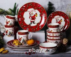 Christmas Dinnerware Set 16PCS Ceramic Plates Bowls Mugs Santa TL-DN02 NEW