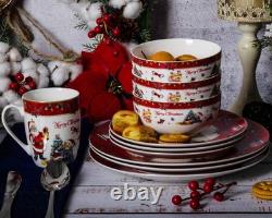 Christmas Dinnerware Set 16PCS Ceramic Plates Bowls Mugs Santa TL-DN02 NEW