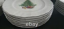 Christmas Fine China Table Setting For 7 Silver Sonata 3639 Dinnerware Rare