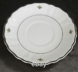 Christmas Fine China Table Setting For 7 Silver Sonata 3639 Dinnerware Rare