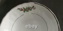 Christmas Fine China Table Setting For 7 Silver Sonata 3639 Dinnerware Rare