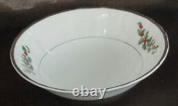 Christmas Fine China Table Setting For 7 Silver Sonata 3639 Dinnerware Rare