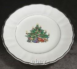 Christmas Fine China Table Setting For 7 Silver Sonata 3639 Dinnerware Rare