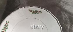 Christmas Fine China Table Setting For 7 Silver Sonata 3639 Dinnerware Rare