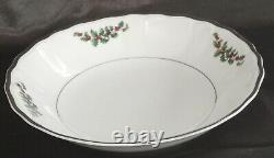 Christmas Fine China Table Setting For 7 Silver Sonata 3639 Dinnerware Rare