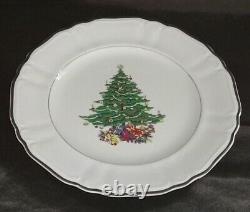 Christmas Fine China Table Setting For 7 Silver Sonata 3639 Dinnerware Rare