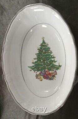 Christmas Fine China Table Setting For 7 Silver Sonata 3639 Dinnerware Rare