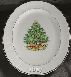 Christmas Fine China Table Setting For 7 Silver Sonata 3639 Dinnerware Rare