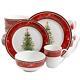 Christmas Tree Dinnerware Set China Dishes Bowls Mugs Kitchen Table Dining Red