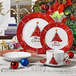 Christmas Tree Dinnerware Tableware Dishes Cups Bowls Kitchen Buffet Table Red