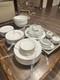 Christopher Stuart Ambassador White Gold Trim Fine China 47 Pc Dinner Set