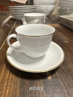 Christopher Stuart Ambassador White Gold Trim Fine China 47 Pc Dinner Set