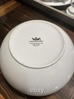 Christopher Stuart Ambassador White Gold Trim Fine China 47 Pc Dinner Set
