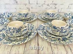 Churchill Blue Peony Dinnerware Service For Four 20 Piece Set Blue White Chintz