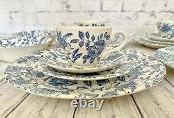 Churchill Blue Peony Dinnerware Service For Four 20 Piece Set Blue White Chintz