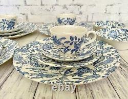 Churchill Blue Peony Dinnerware Service For Four 20 Piece Set Blue White Chintz