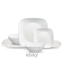 Classic Pure White Square 12 Piece Dinnerware Set