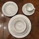 Classic Wedding China, 85 Pieces, White & Silver Rim, Service for 12
