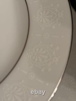 Classic Wedding China, 85 Pieces, White & Silver Rim, Service for 12