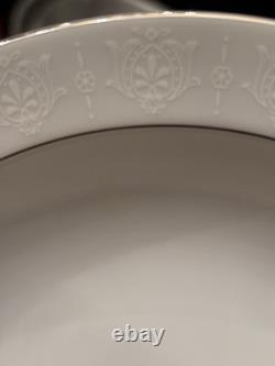 Classic Wedding China, 85 Pieces, White & Silver Rim, Service for 12