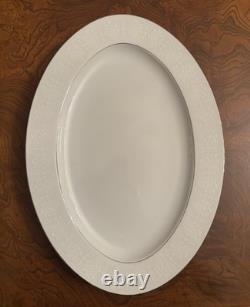 Classic Wedding China, 85 Pieces, White & Silver Rim, Service for 12