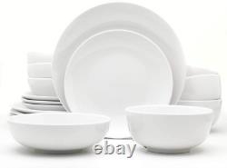 Classic White 16-Piece Porcelain Dinnerware Set for 4 Essential Collection