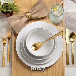 Classic White 16-Piece Porcelain Dinnerware Set for 4 Essential Collection