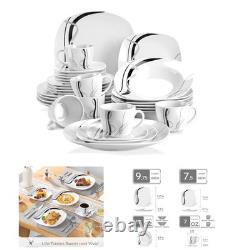 Classic White and Striped Porcelain Dinnerware Set for 6 30-Piece Collection
