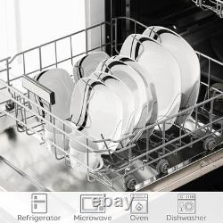 Classic White and Striped Porcelain Dinnerware Set for 6 30-Piece Collection