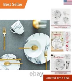 Co. 16-Piece Marble Dinnerware Set, Porcelain, White