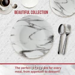 Co. 16-Piece Marble Dinnerware Set, Porcelain, White