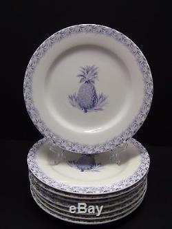 Colonial Williamsburg Blue & White Pineapple Design Dessert Plates 8/Set of 8